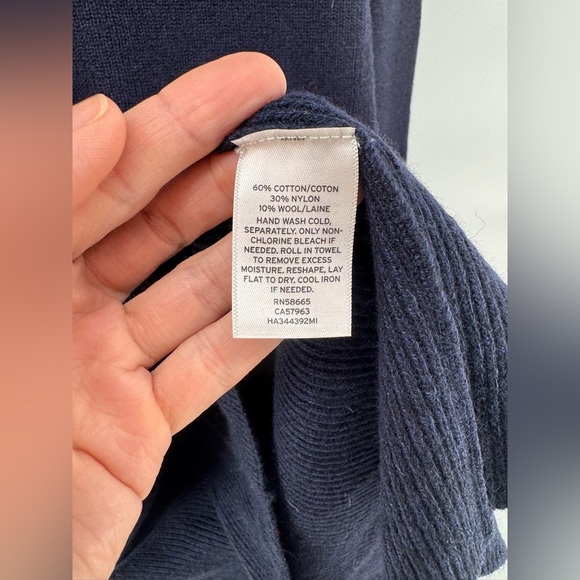 NWT Halogen V-Neck Knitted Sweater Navy Cotton Wool Dress - Picture 4 of 7